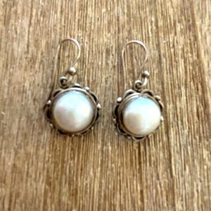 Silver - pearl drop earrings